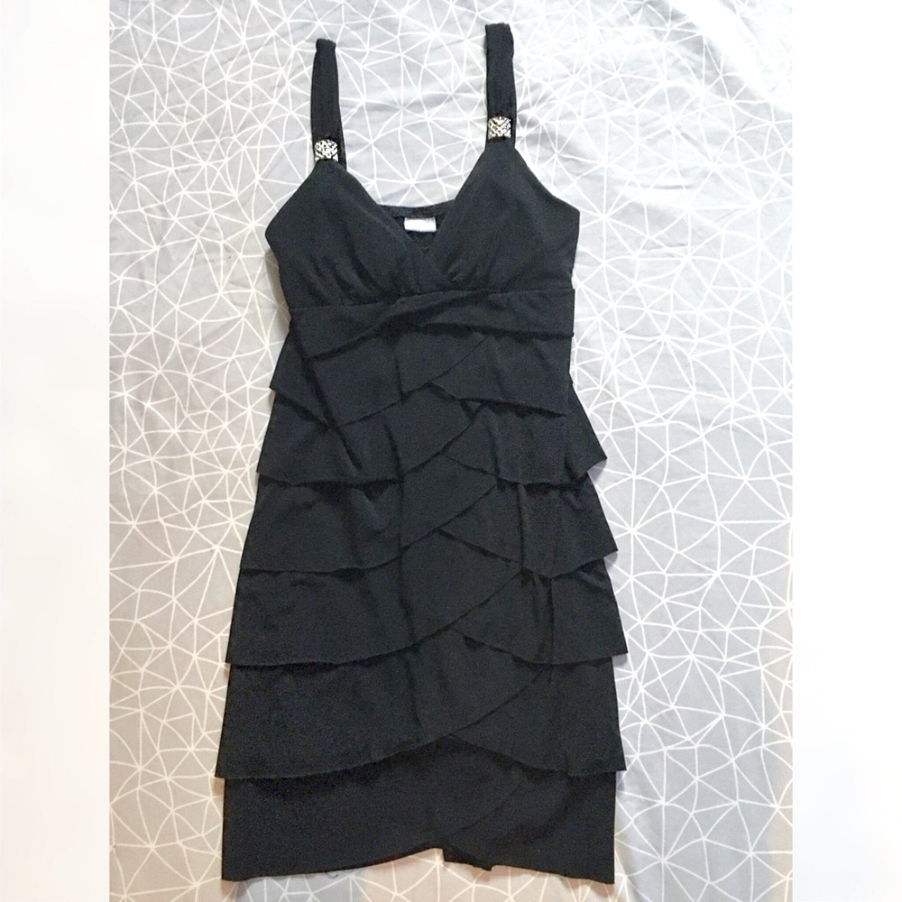 🔥4/$20 Suzy Sheir Black Ruffled Dress like new